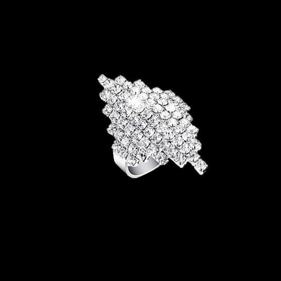 Jewelry Set Silver Rhinestone Purse Necklace Earrings Bracelet Ring Women - Picture 5 of 6